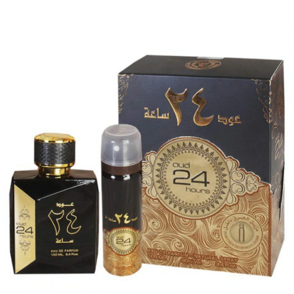 (PLU00028) Ard Al Zaafaran, Set Oud 24 Hours - Apă de Parfum 100ml + Deodorant Spray 50ml