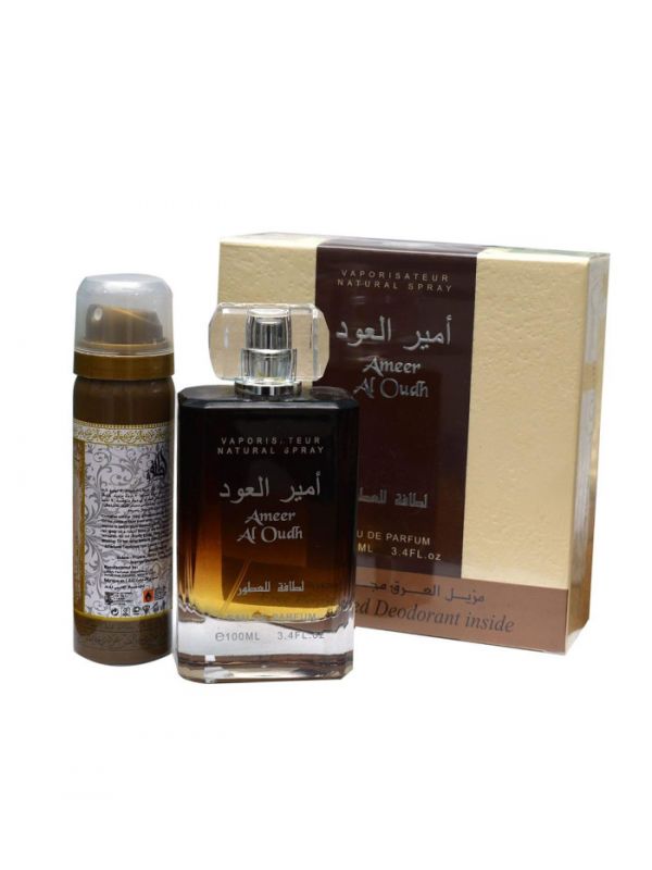 (PLU00294) Lattafa, Set Ameer Al OUDH - Apă de Parfum 100ml + Deodorant Spray 50ml