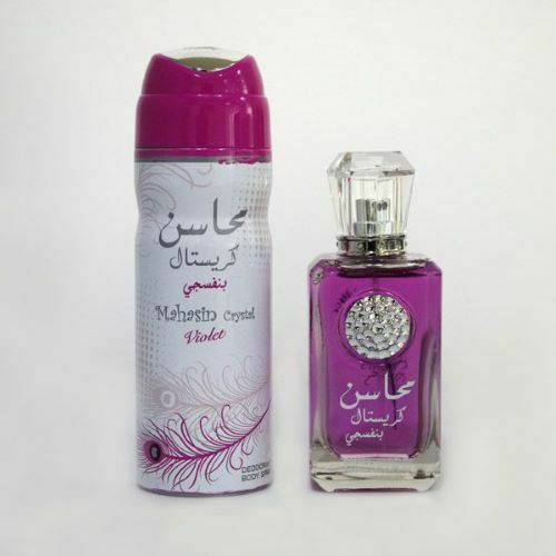 Lattafa, Set Mahasin Crystal Violet - Apă de Parfum 100ml + Deodorant Spray 50ml